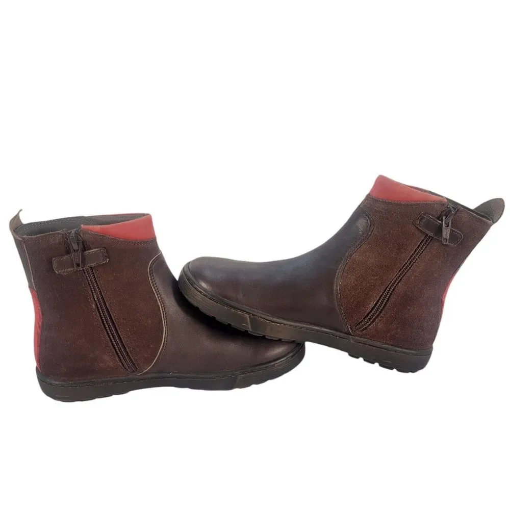 Aster Boys Boots Brown Red Leather‎ Nubuck\Leather Size 34 US 3.5 Made in France